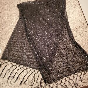 Elegant Black Sequin Scarf/ Shawl
